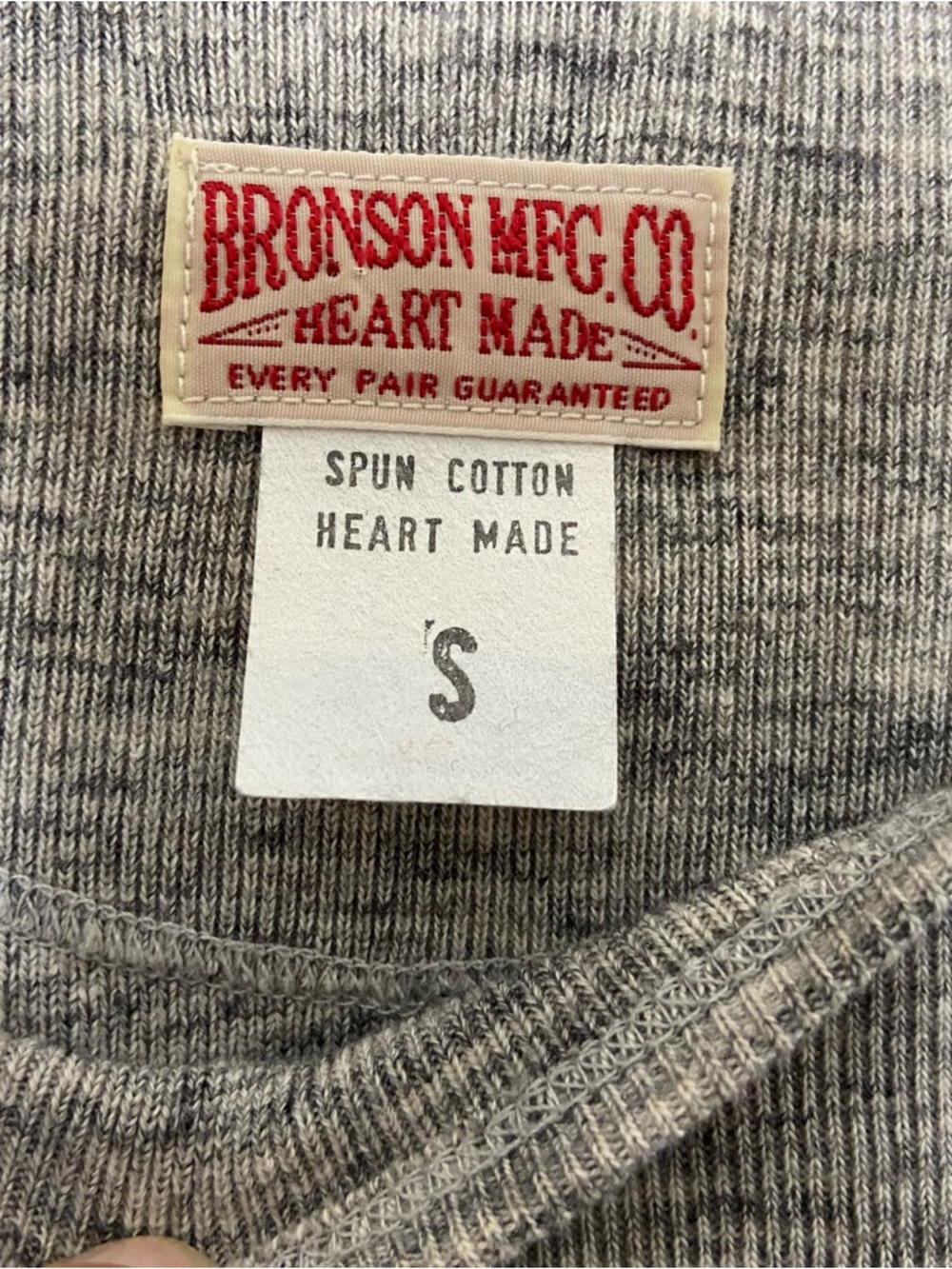 Bronson MFG Co Grey Heavyweight Cotton Side Closing Henley Long Sleeve Tee Small - Picture 4 of 4